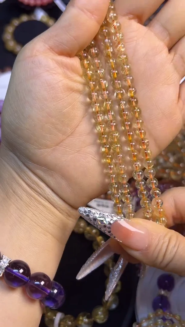 未镶嵌手串水晶金发晶三圈5mm+