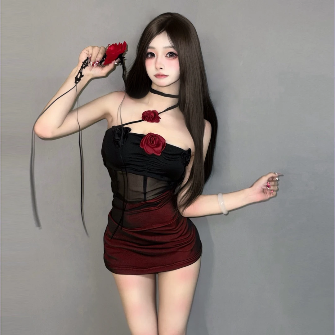 撕而后行女士性感纯欲睡裙吊带包臀挂脖睡衣蕾丝修身1569