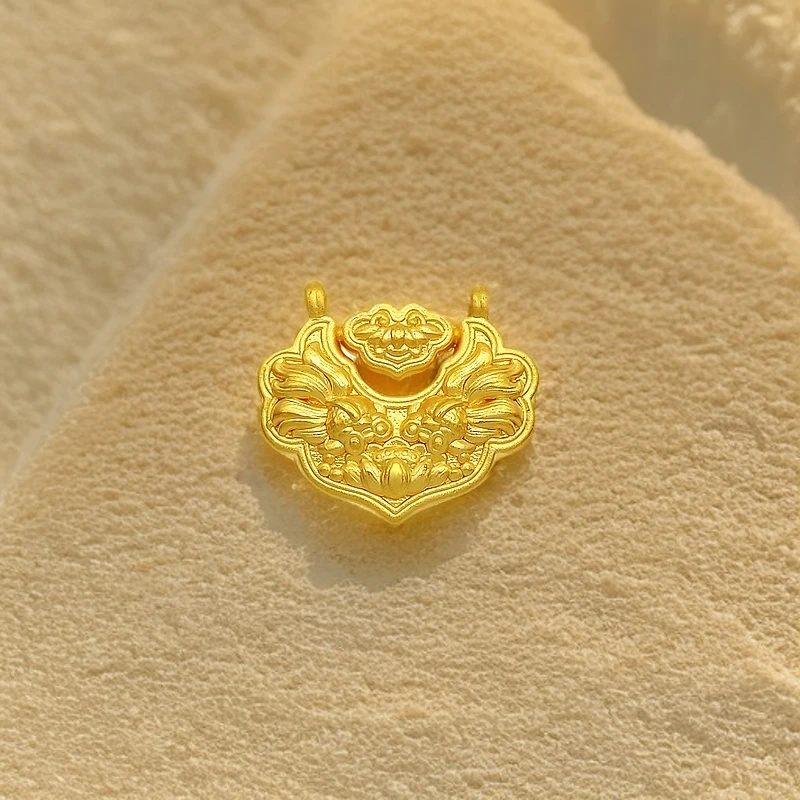 【梦金园】黄金9999足金宝宝锦鲤锁吊坠挂件