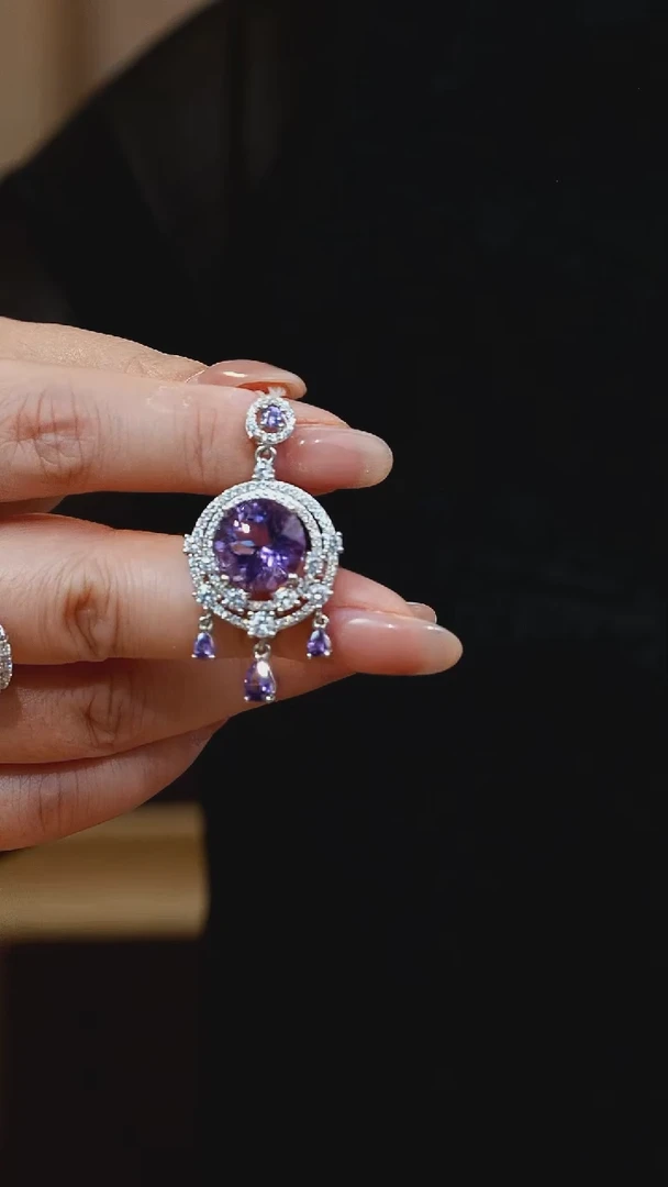 吊坠银S925镶嵌紫晶011吊坠