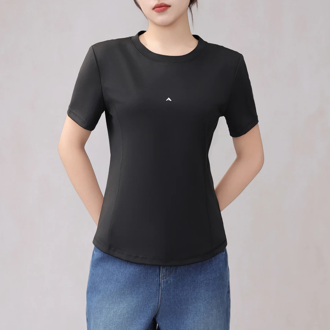 AMASS/阿玛施入夏穿搭素色T恤百搭圆领修身短袖上衣女5300804