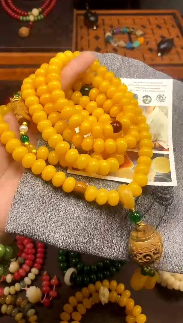 手串白玉菩提橙菩提多圈斜跨款