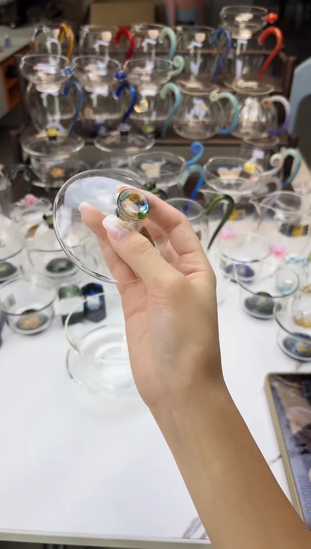 手工艺品玻璃禾器迷翠盖碗