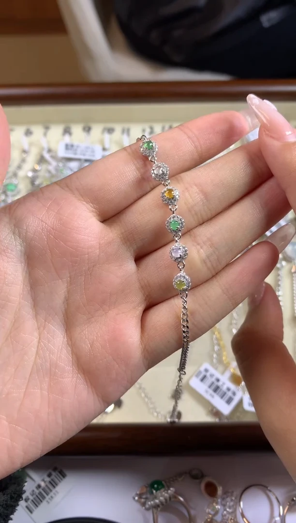 银S925镶嵌戒指翡翠大*米手链