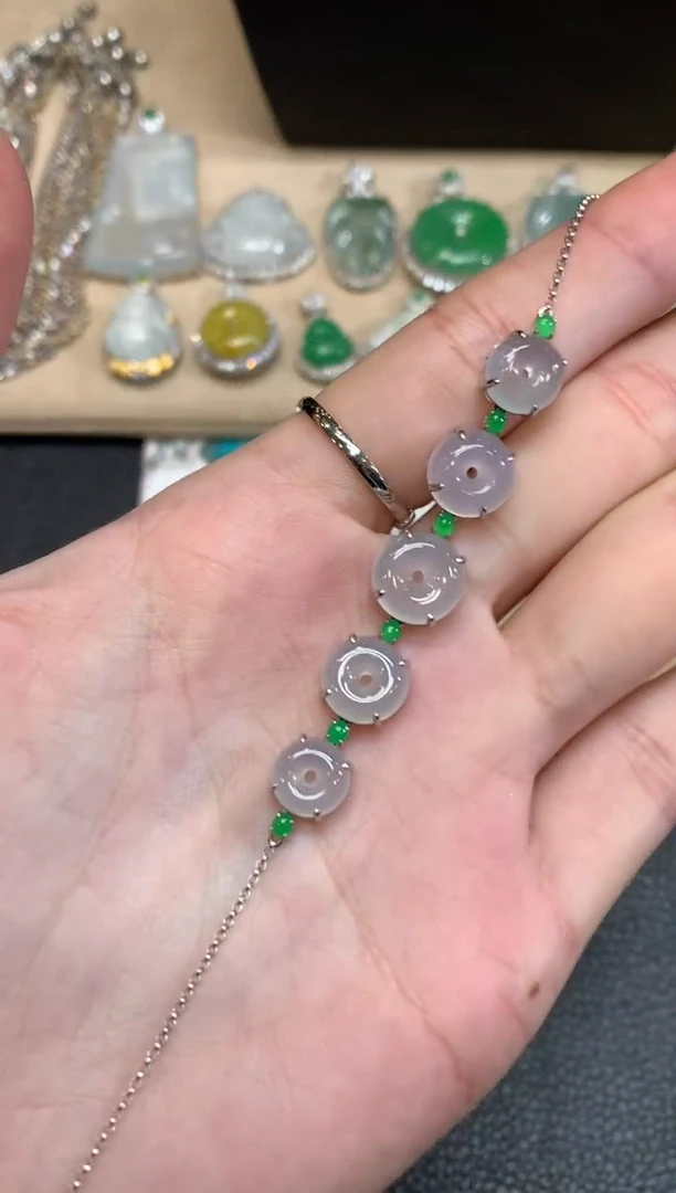 【闪购商品】翡翠手链18K金镶嵌平安扣【无服务费】