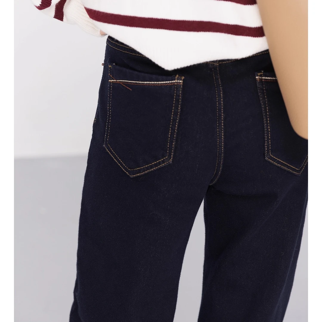 【143-155小个子专属】加绒百搭休闲保暖牛仔裤显瘦直筒阔腿裤