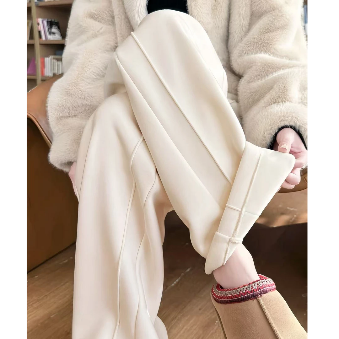【超显瘦羊毛裤】冬季新款加绒加厚高腰窄版百搭保暖直筒裤