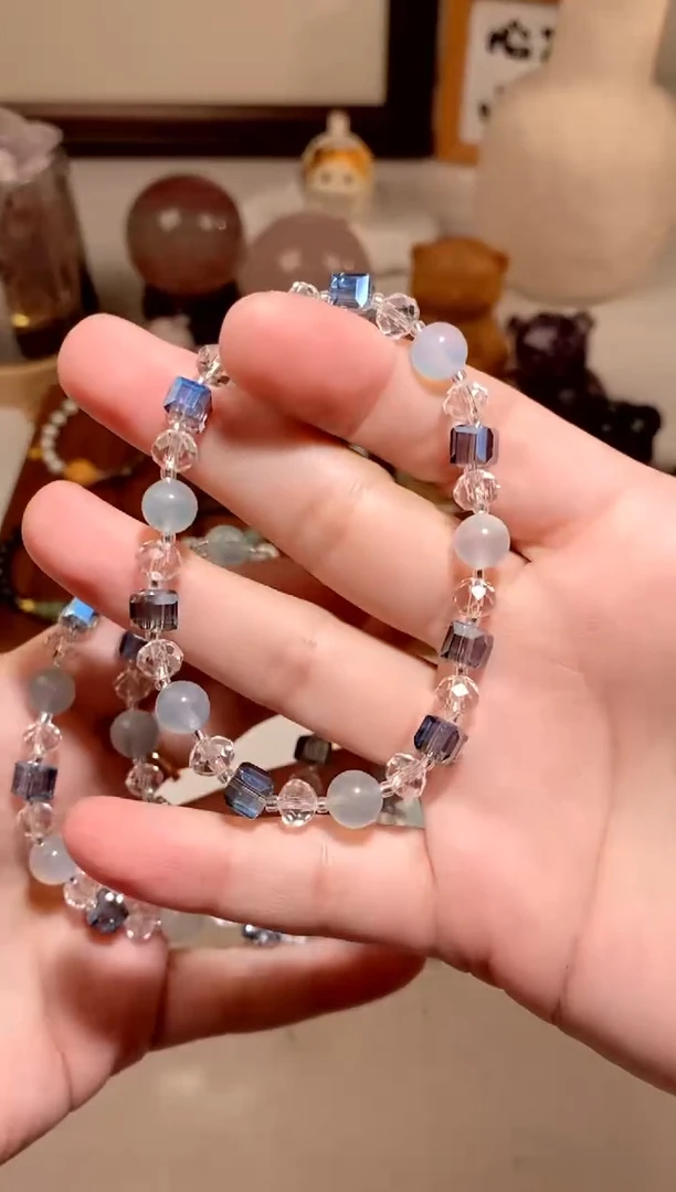 海蓝宝石手串未镶嵌海蓝宝施华洛手串 多样性发一