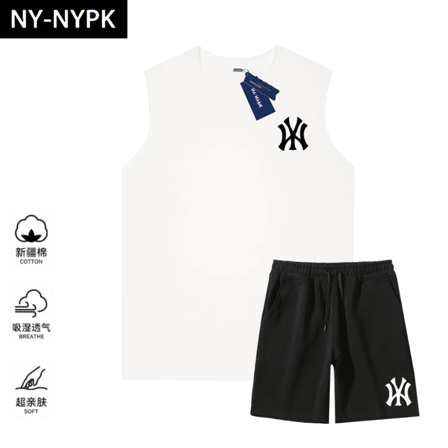 【商场同款】重磅圆领T恤男女同款潮流百搭无袖-经典款无袖套装