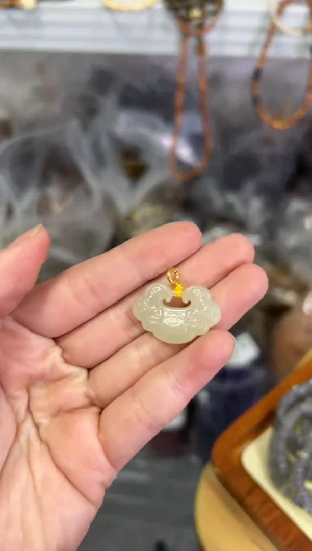 【闪购商品】和田玉颈饰银S925镶嵌和田玉如意银吊坠[3714]