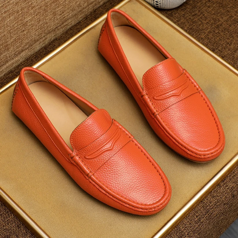 真皮男士韩版豆豆鞋时尚牛皮百搭夏季皮鞋网红一脚蹬软底驾车鞋