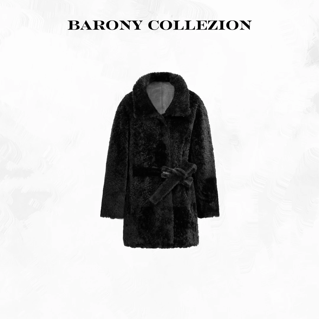 BARONY COLLEZION/拉贡86010高贵优雅富贵袖双穿进口皮毛一体外套