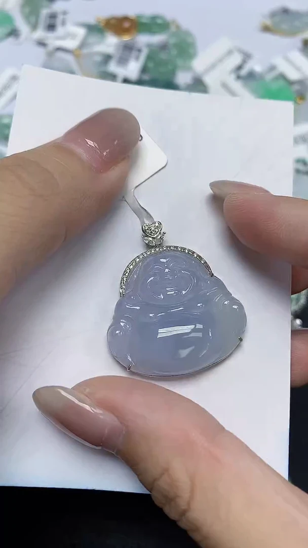 翡翠18K金镶嵌颈饰天然缅甸翡翠A货