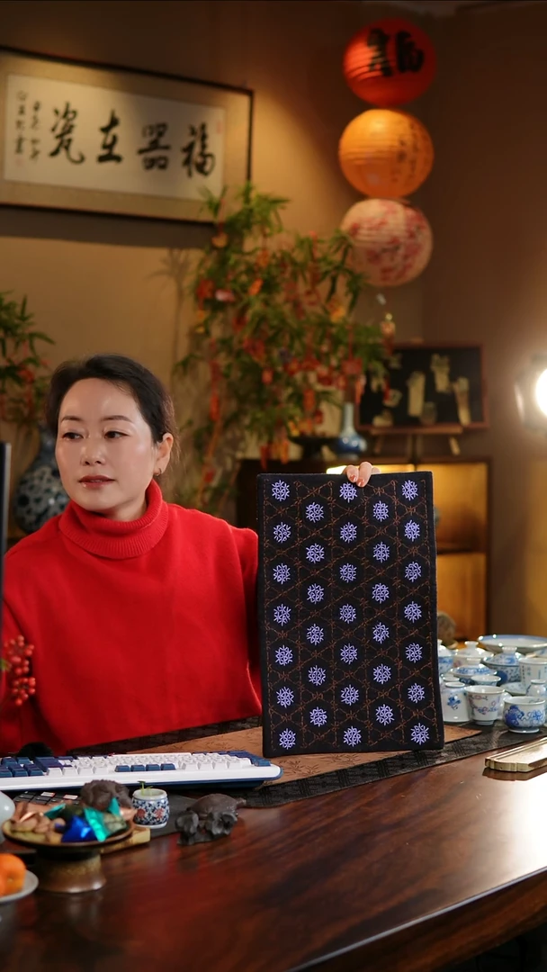 【闪购商品】织绣雪花纹长大号茶席C款