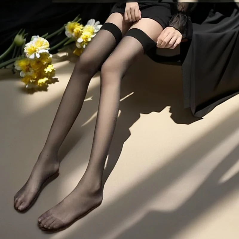 丝袜女丝袜丝袜子丝复古半截长筒丝袜蕾亮黑jk长款网红过膝袜红边