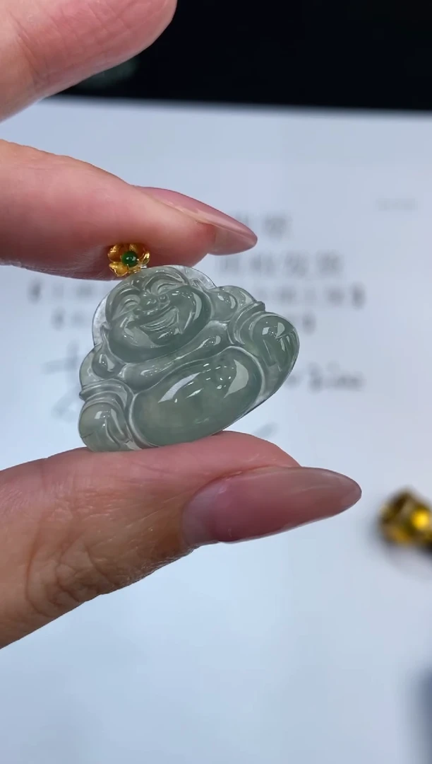 翡翠挂件18K金镶嵌2223496