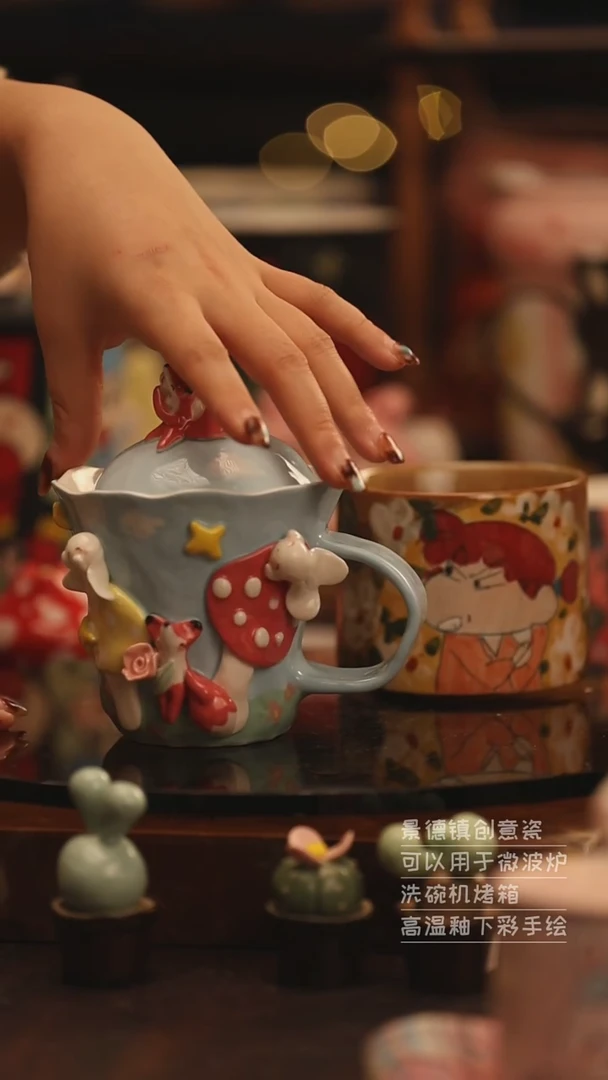 陶瓷景德镇可爱陶瓷釉下彩绘设计师款