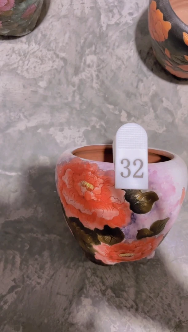 摆件32陶花岛花盆罐—手工痕迹默认，大小会有1-2公分误差