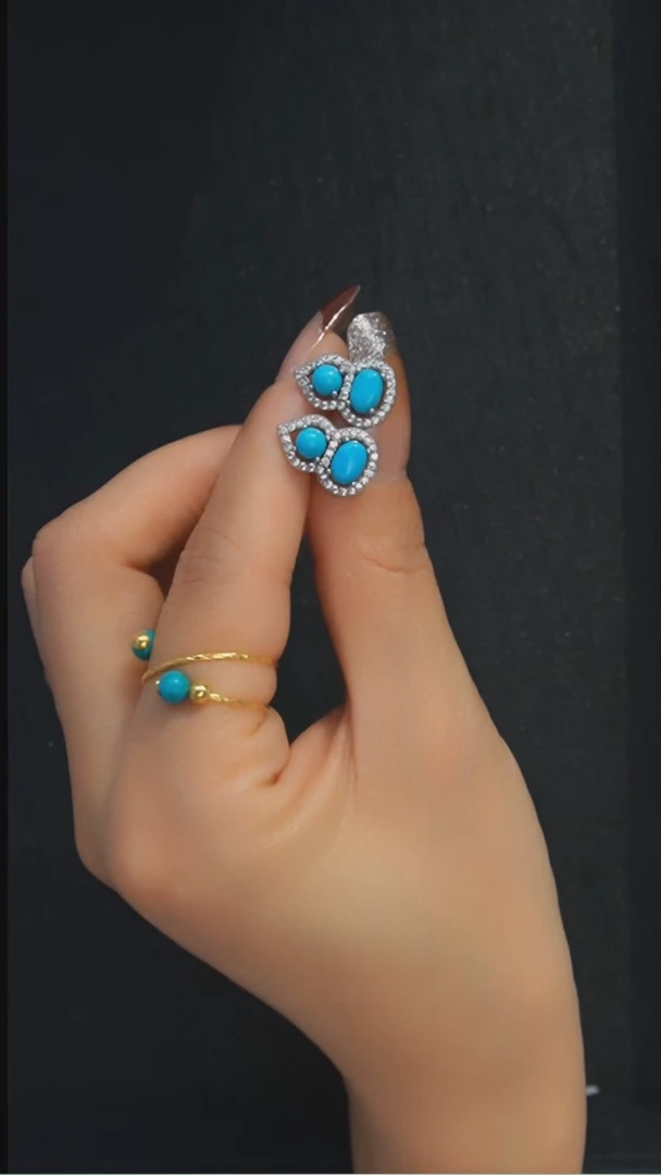 未镶嵌绿松石耳钉发货一件