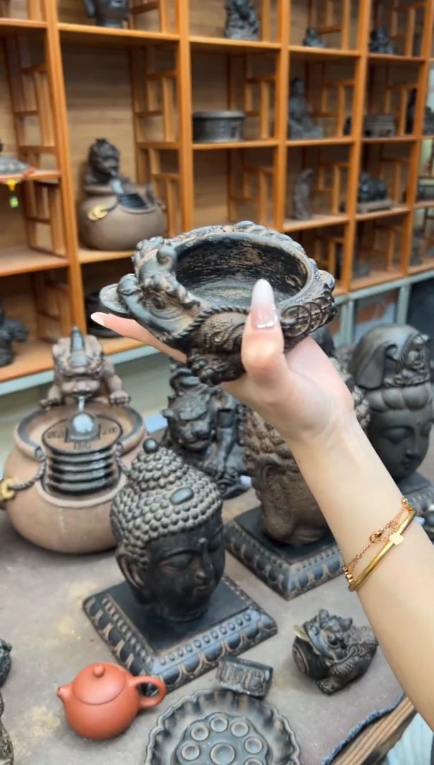 陶土【合成青石】金蟾盆