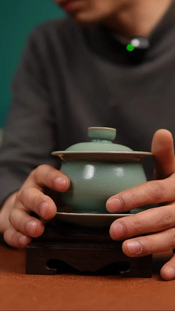 【闪购商品】瓷片原矿仿古布袋盖碗大瑕福利