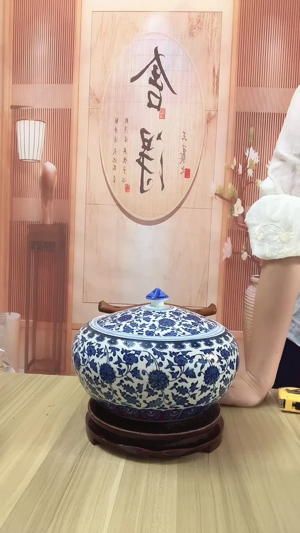 瓷景德镇青花陶瓷鼓型罐