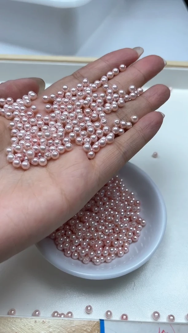 未镶嵌拼合珍珠（马贝珠）散珠B760 粉贝珠4mm50个9.9元