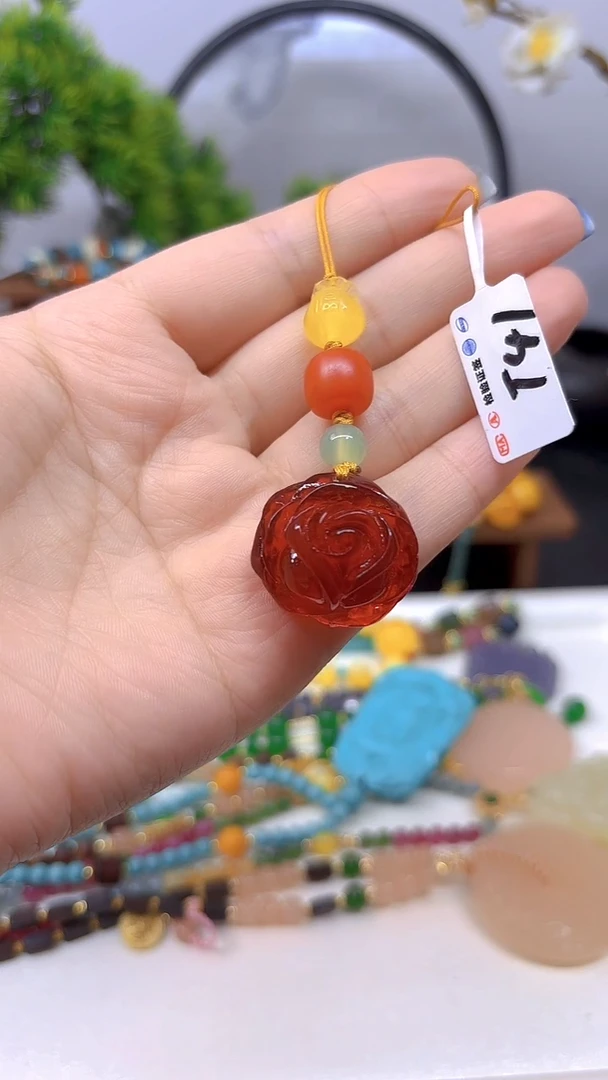 血珀套链未镶嵌手机挂T41