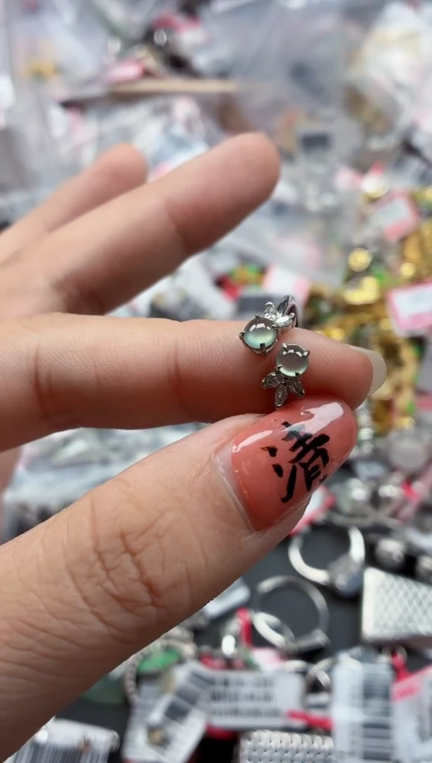 银S925镶嵌戒指翡翠天然A货缅甸翡翠