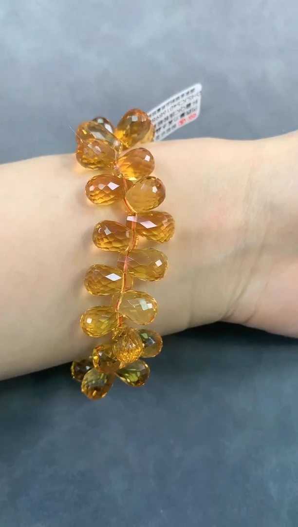 【闪购商品】黄晶手链未镶嵌22号暴力黄水晶水滴单圈