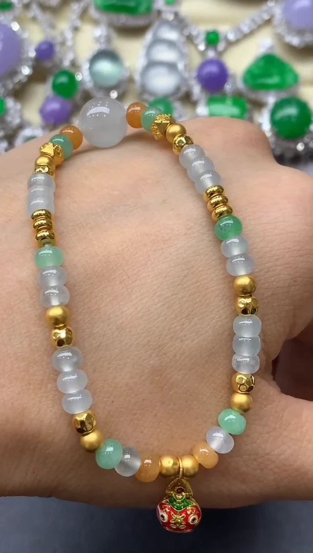 足金镶嵌手链翡翠464-中国好珍宝