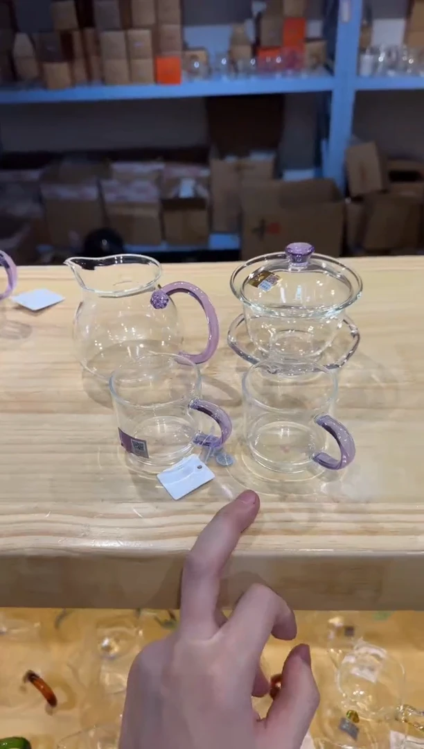 禾器-禅语盖碗-浅紫色+浮莲浅紫+++