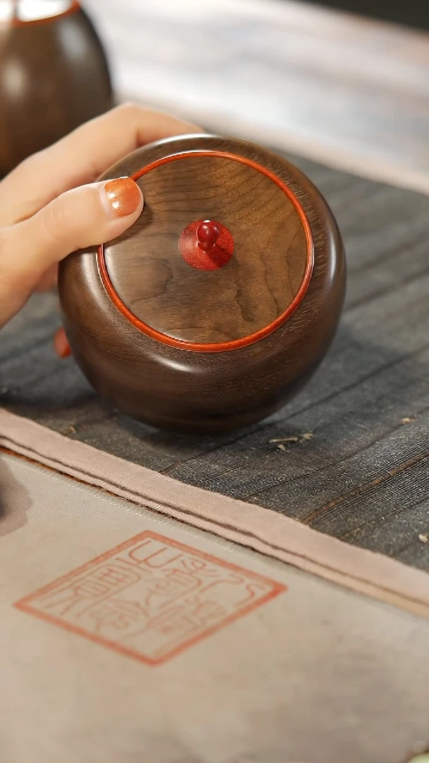 【闪购商品】金丝楠木雕636微瑕精工茶仓茶叶罐