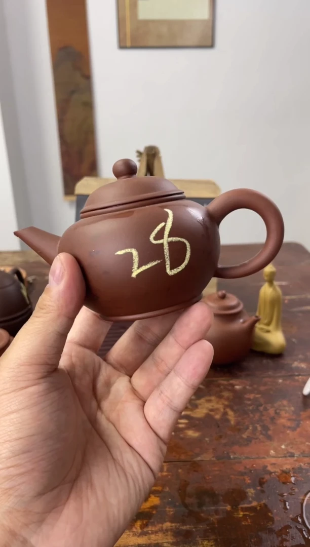 茶壶紫砂90年代老壶工糙但泥好紫泥水平28花泥
