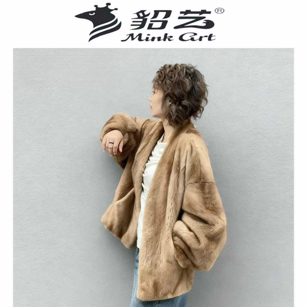 貂艺Bess fur | 沉鱼落雁 进口稀有原色艳红啡 长款V领皮草ZZ