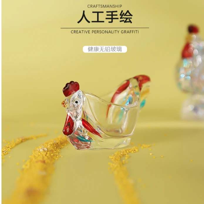 人工手绘可爱小鸡水晶玻璃鸡蛋托家用客厅