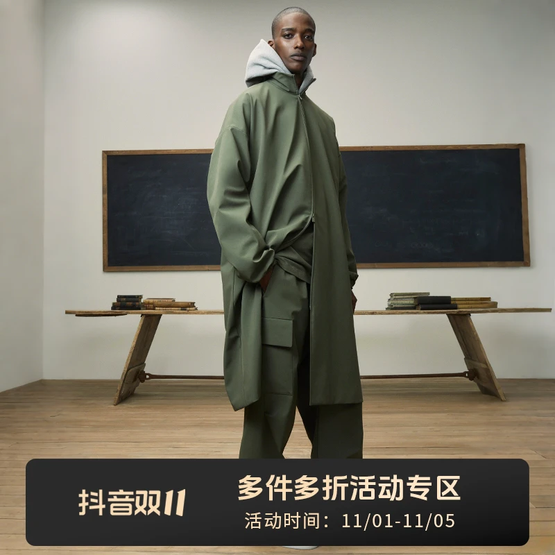 ESSENTIALS FEAR OF GOD美式宽松军绿色风衣外套时尚户外男士外套