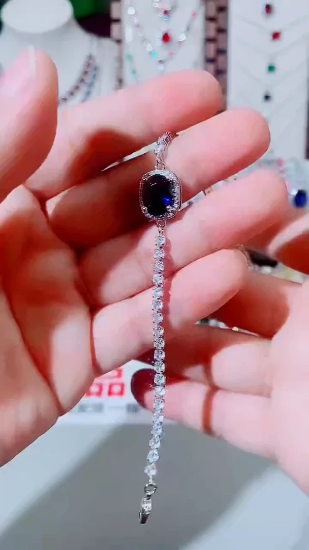 手链蓝宝石未镶嵌蓝宝石方单颗手链