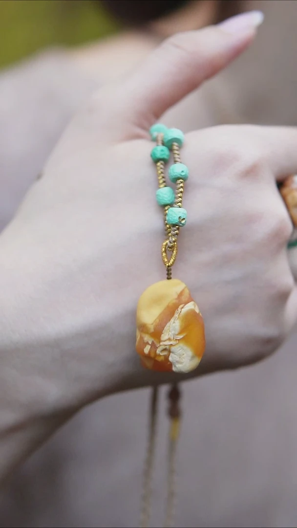 裸石蜜蜡未镶嵌*设计款*蜜蜡锁骨链*百搭长短可调节