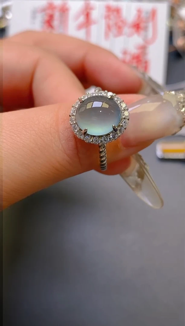 【闪购商品】翡翠耳饰银S925镶嵌天然A货翡翠1