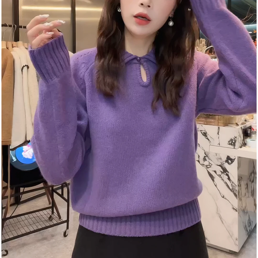 【心动音符】毛衣女秋冬2025新款薄款纯色套头针织衫女装LK2507553