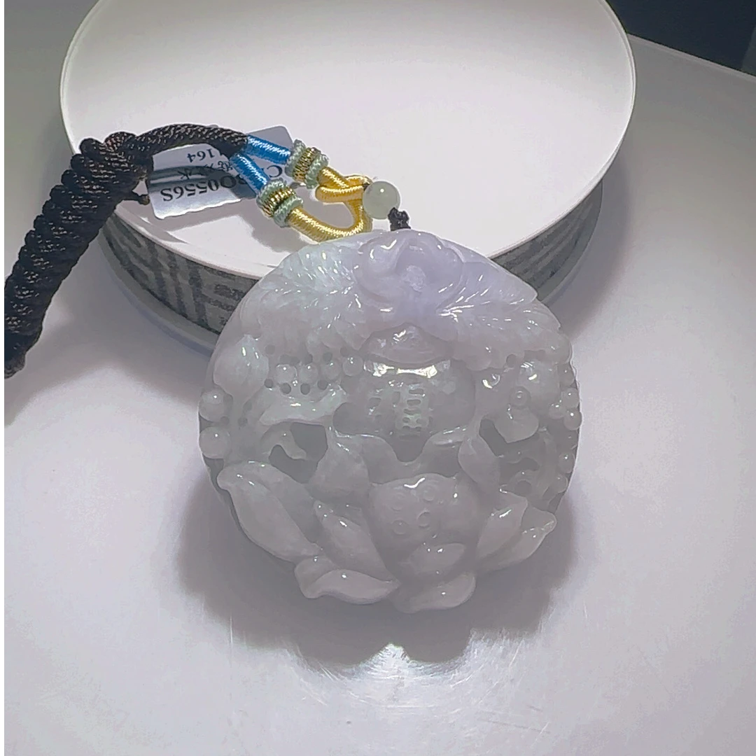 翡翠A货花鸟福牌挂件 XDS  配珠链
