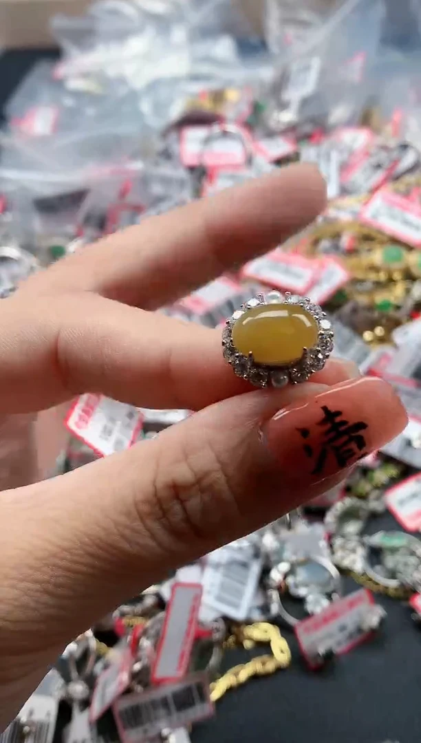 银S925镶嵌戒指翡翠天然A货缅甸翡翠
