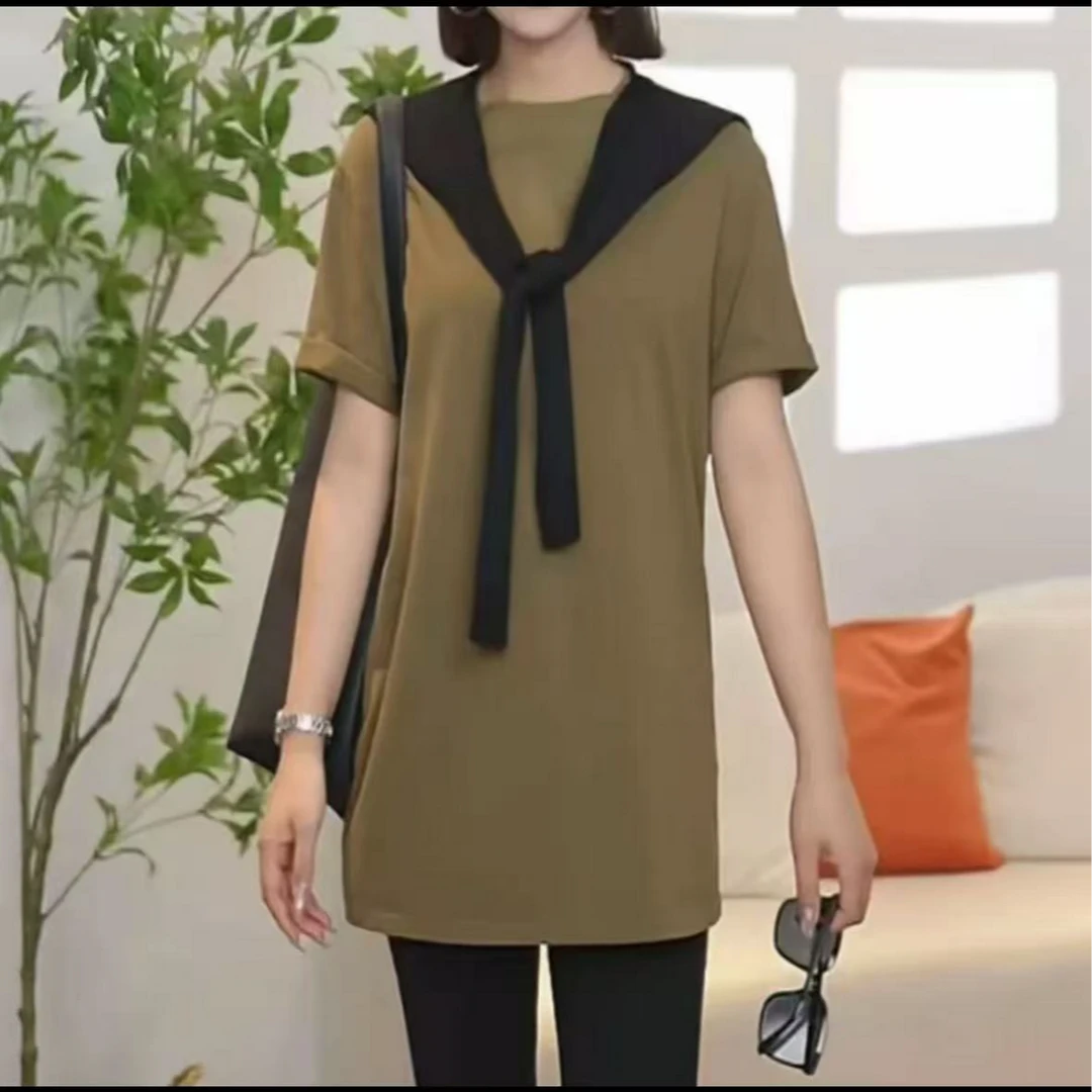 AMASS/阿玛施春夏新款时尚舒适百搭休闲纯色圆领短袖T恤女 530136