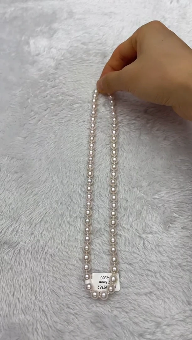 海水珍珠银S925镶嵌项链AK7-7.5mm
