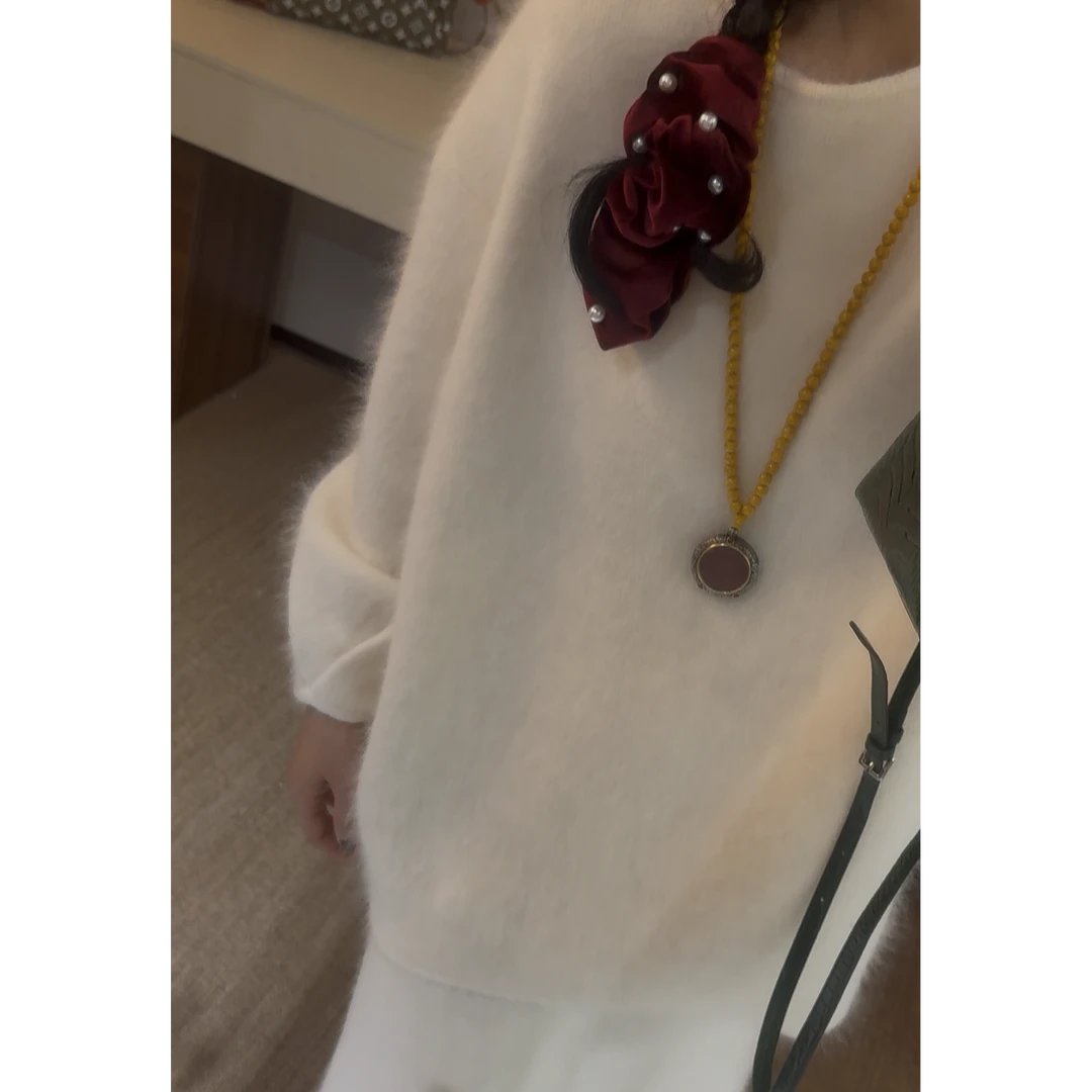 李豆儿 小众定制 长毛绵羊毛 蜜熊韩版背排扣慵懒风毛衣