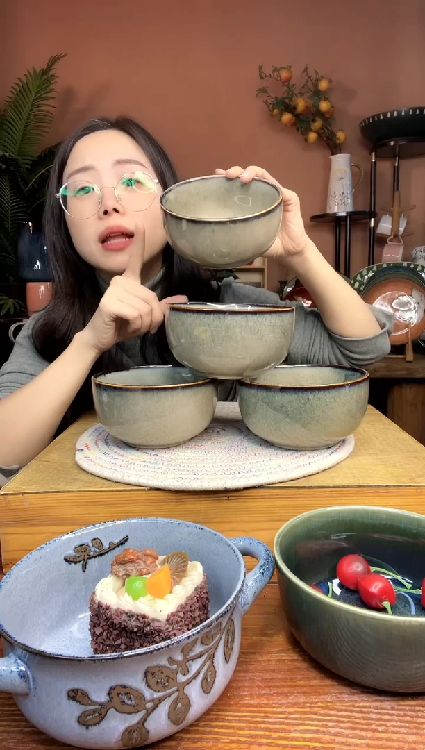 陶瓷5英寸双层窑变釉工艺米饭碗 4件 微瑕疵