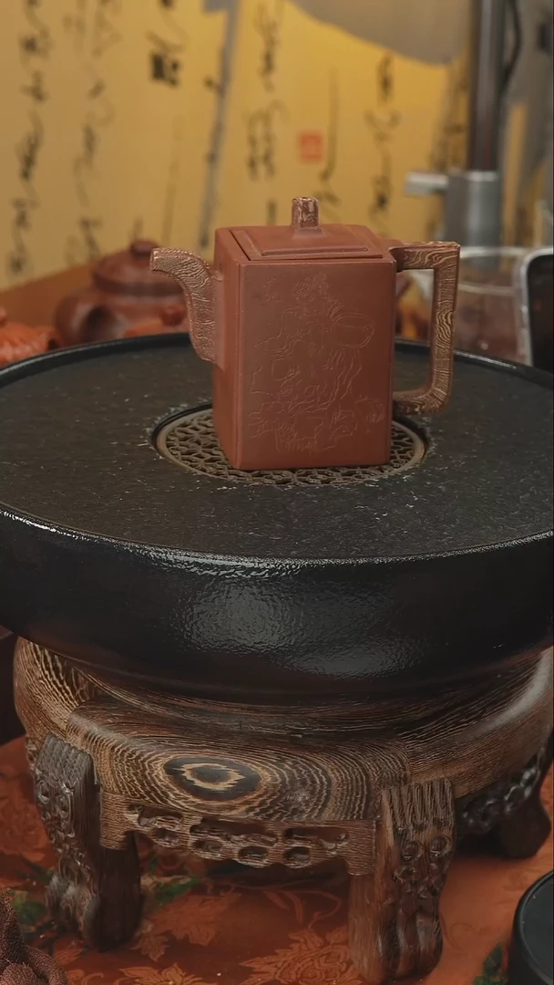 茶壶紫砂高四方 底槽清