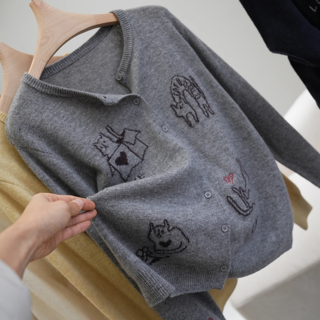 桐桐专属 趣味羊绒羊毛提花针织衫女《NYZG195