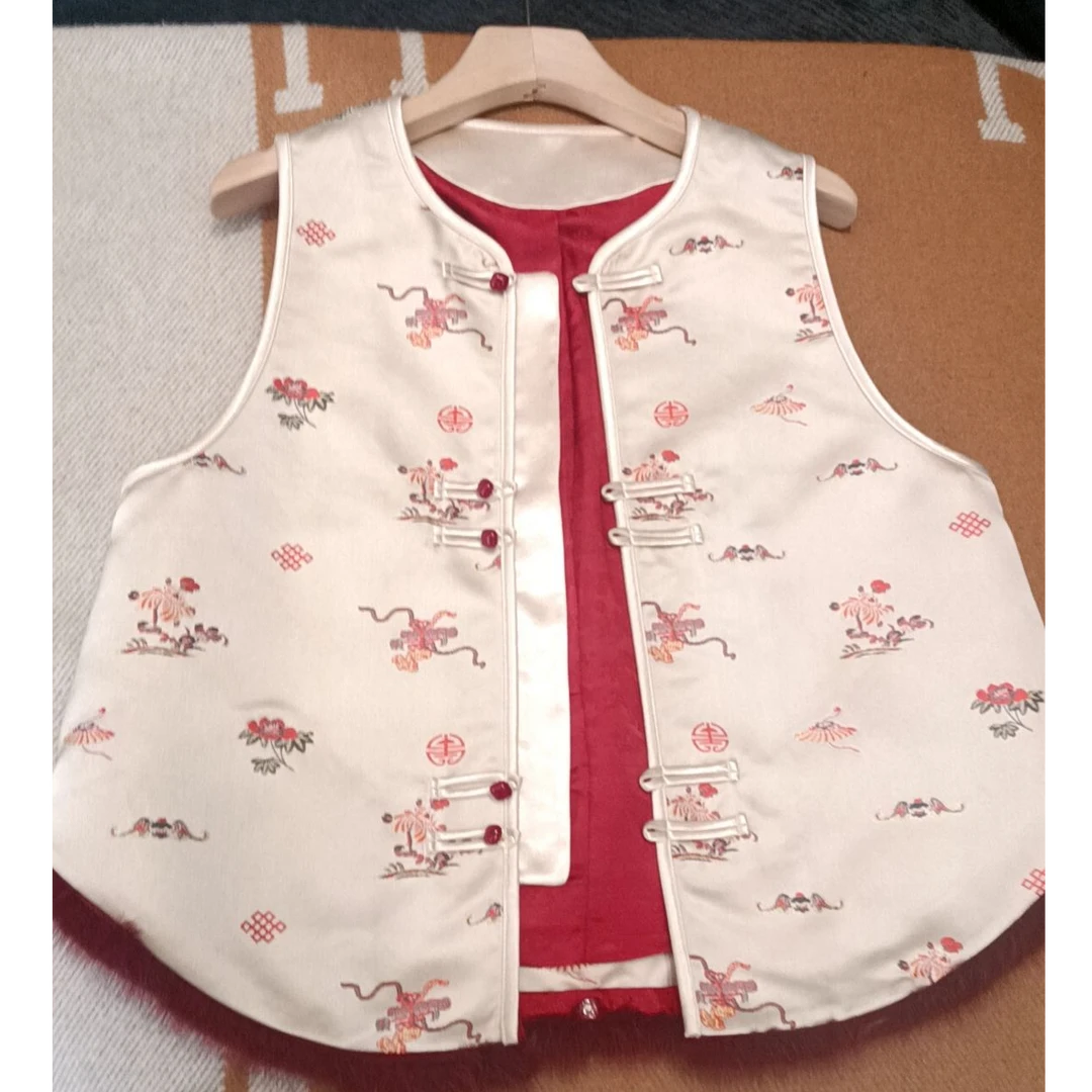 YANG GZ 清【】新中式国风红色水貂毛马甲女 GZQ073